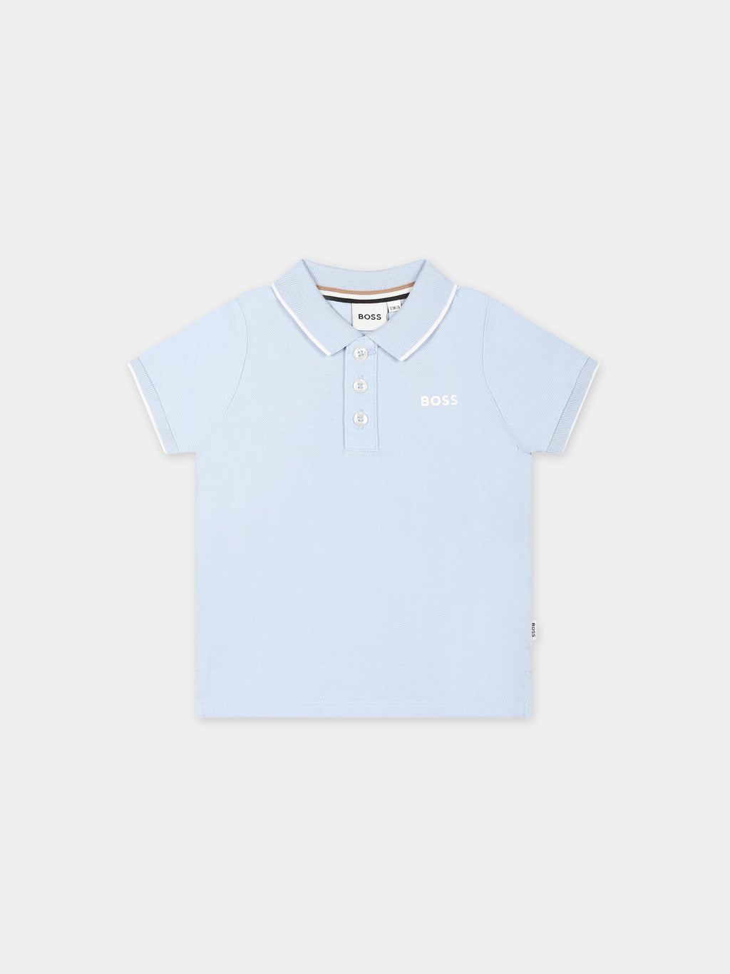 Light blue polo shirt for baby boy with logo